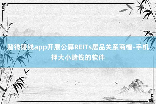 赌钱赚钱app开展公募REITs居品关系商榷-手机押大小赌钱的软件