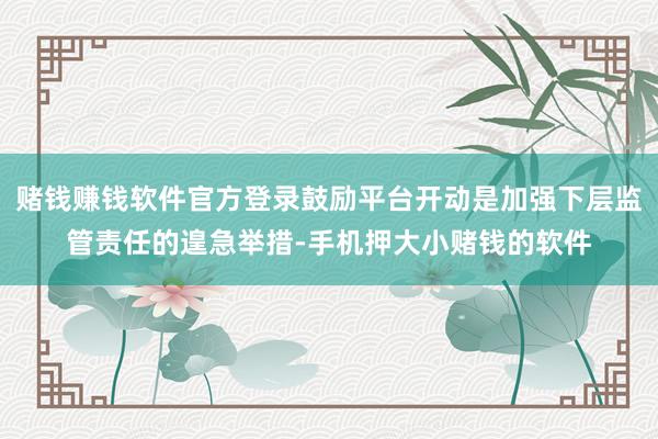 赌钱赚钱软件官方登录鼓励平台开动是加强下层监管责任的遑急举措-手机押大小赌钱的软件