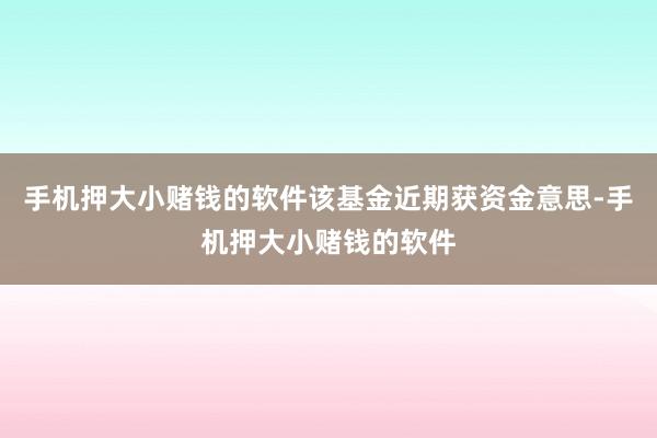 手机押大小赌钱的软件该基金近期获资金意思-手机押大小赌钱的软件