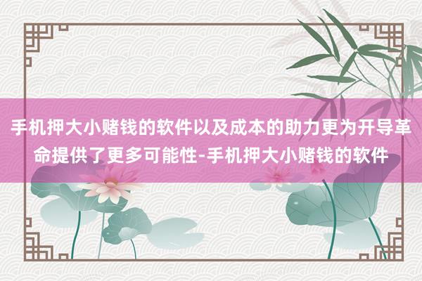 手机押大小赌钱的软件以及成本的助力更为开导革命提供了更多可能性-手机押大小赌钱的软件