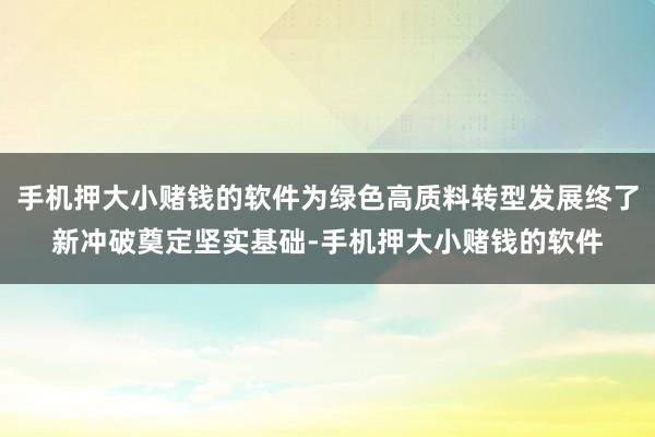 手机押大小赌钱的软件为绿色高质料转型发展终了新冲破奠定坚实基础-手机押大小赌钱的软件