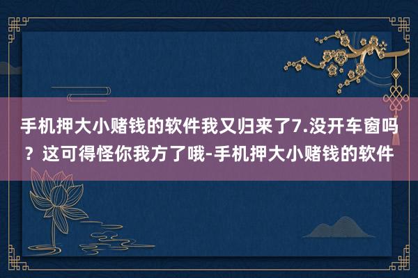 手机押大小赌钱的软件我又归来了7.没开车窗吗？这可得怪你我方了哦-手机押大小赌钱的软件