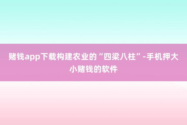 赌钱app下载构建农业的“四梁八柱”-手机押大小赌钱的软件