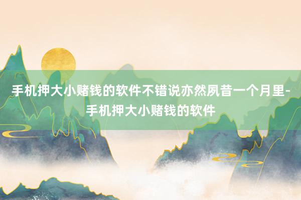手机押大小赌钱的软件不错说亦然夙昔一个月里-手机押大小赌钱的软件
