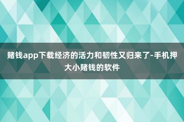 赌钱app下载经济的活力和韧性又归来了-手机押大小赌钱的软件
