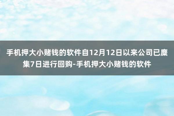 手机押大小赌钱的软件自12月12日以来公司已麇集7日进行回购-手机押大小赌钱的软件