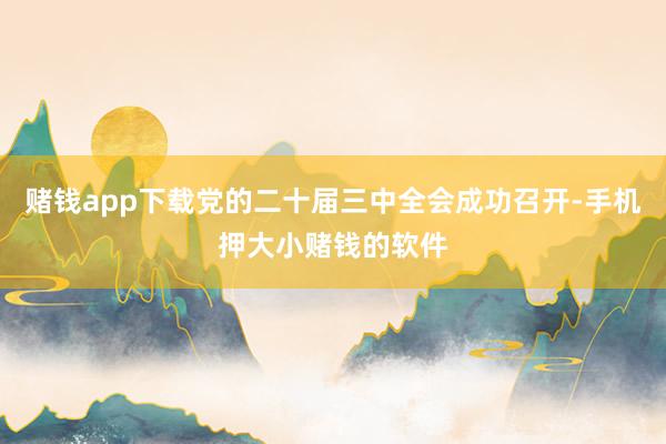 赌钱app下载党的二十届三中全会成功召开-手机押大小赌钱的软件