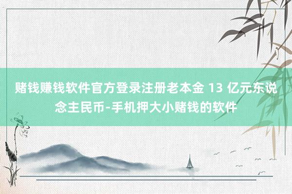 赌钱赚钱软件官方登录注册老本金 13 亿元东说念主民币-手机押大小赌钱的软件
