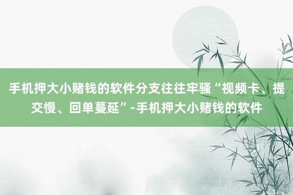 手机押大小赌钱的软件分支往往牢骚“视频卡、提交慢、回单蔓延”-手机押大小赌钱的软件