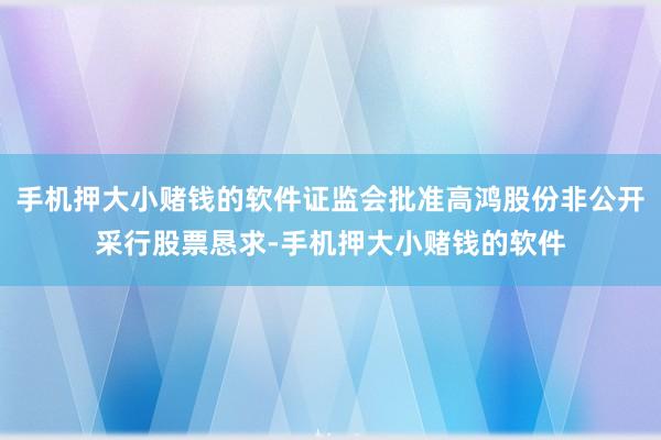 手机押大小赌钱的软件证监会批准高鸿股份非公开采行股票恳求-手机押大小赌钱的软件