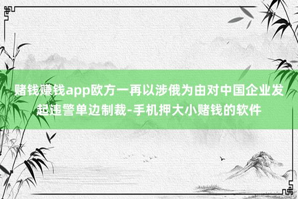 赌钱赚钱app欧方一再以涉俄为由对中国企业发起违警单边制裁-手机押大小赌钱的软件