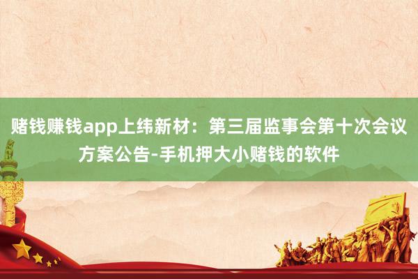 赌钱赚钱app上纬新材：第三届监事会第十次会议方案公告-手机押大小赌钱的软件