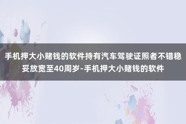 手机押大小赌钱的软件持有汽车驾驶证照者不错稳妥放宽至40周岁-手机押大小赌钱的软件